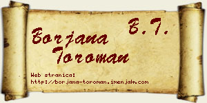 Borjana Toroman vizit kartica